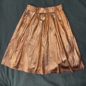 Anthropologie Moulinette Soeurs Rose Gold Skirt Lightly Pleated
